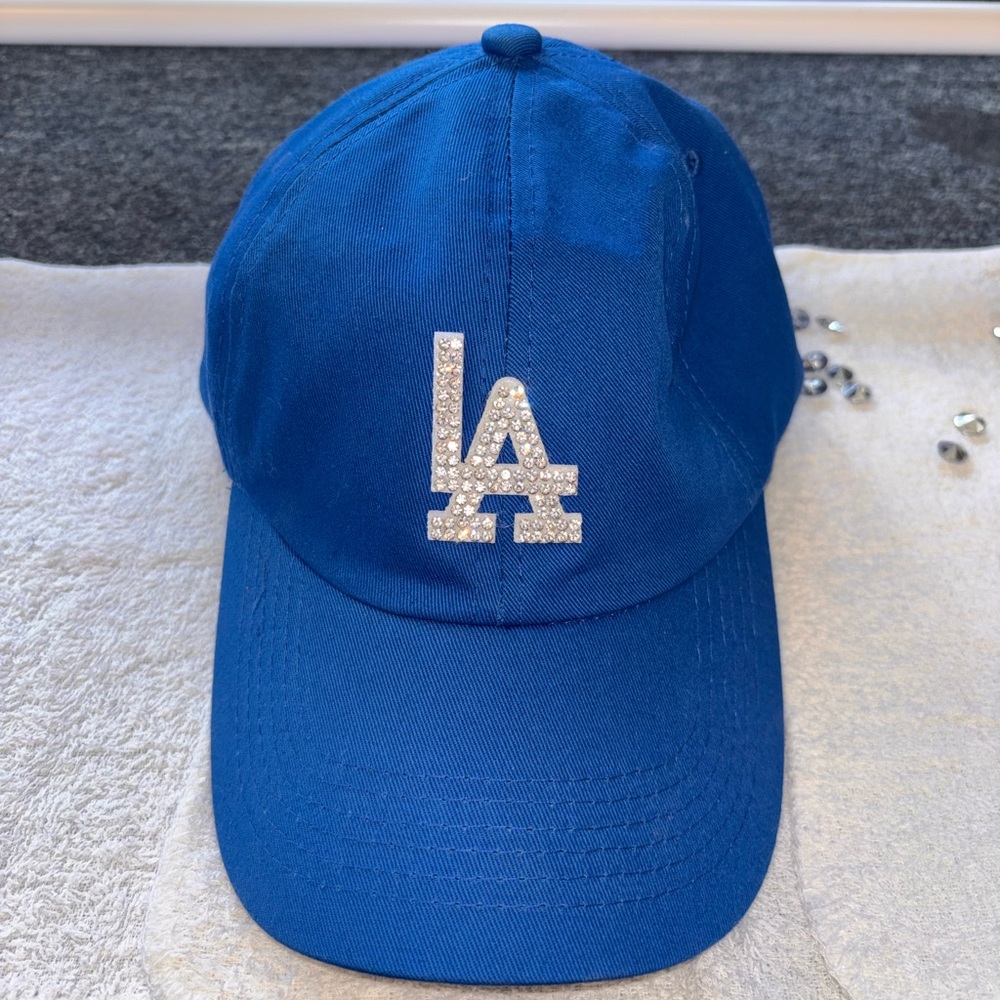 LA Logo Blue Kids Baseball Cap with Rhinestones